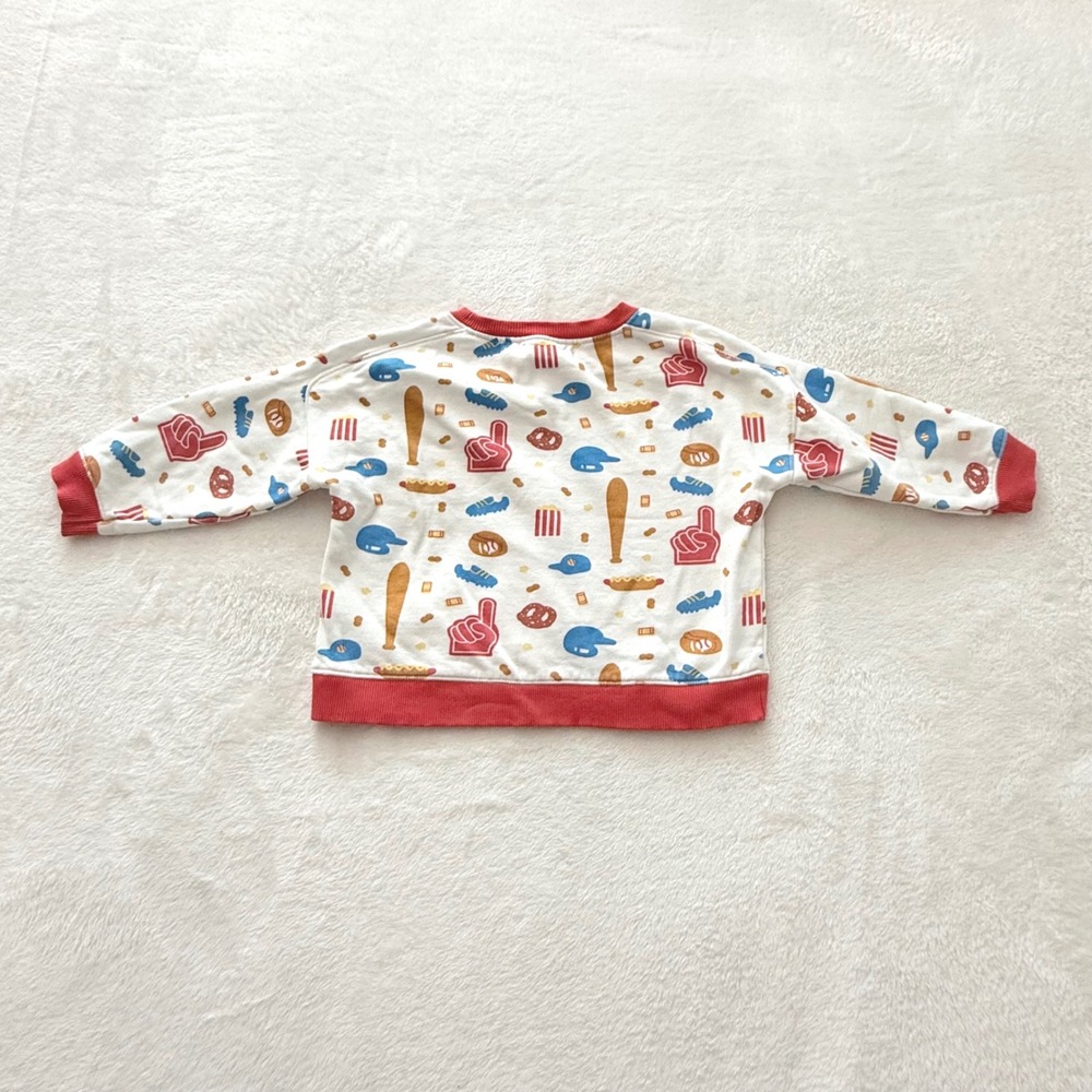 Monica + Andy Toddler Sweatshirt 2T Organic Cotton Baseball Snack Print Kids - Picture 6 of 7